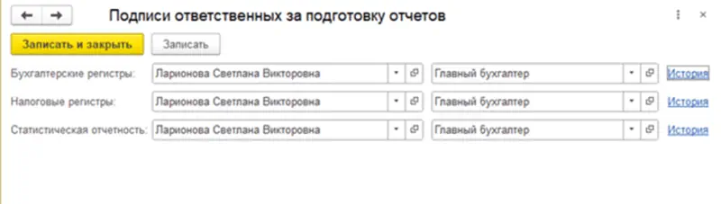 Ответственные за подготовку отчетов