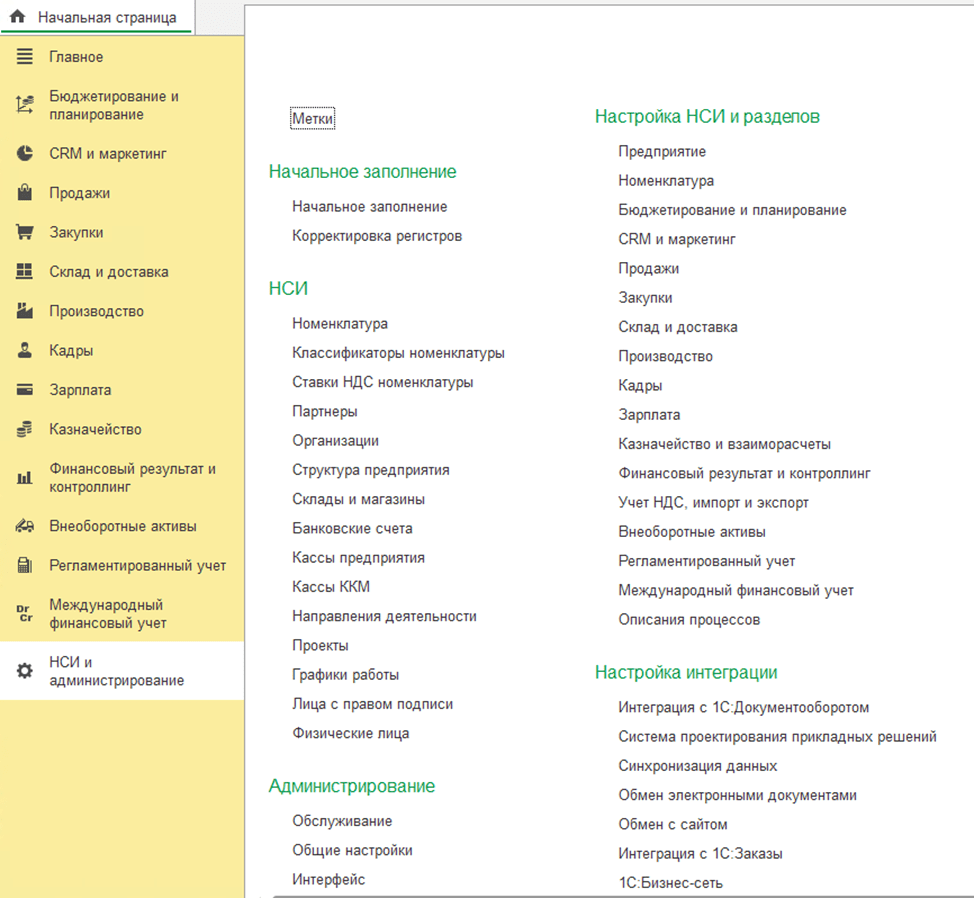 1С:ERP Управление предприятием 2 НСИ и администрирование