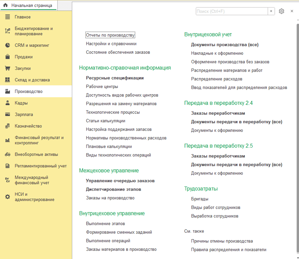 1С:ERP Управление предприятием 2 Управление производством